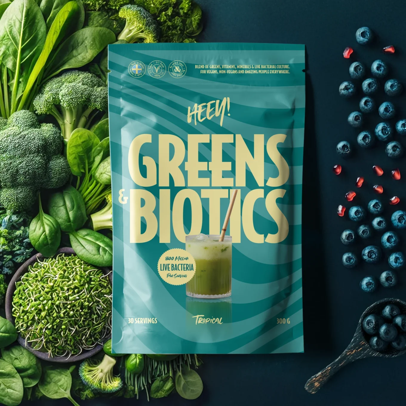 Heey! Greens & Biotics Superfood Tropical 300 g Heey!