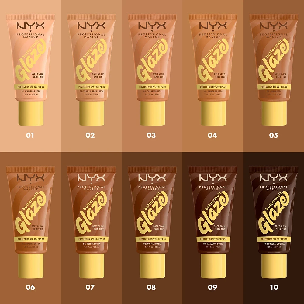 NYX Professional Makeup Buttermelt Glaze Skin Tint SPF30, 30 ml 07 Toffee NYX Professional Makeup