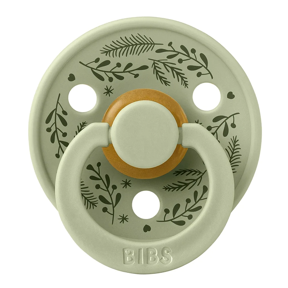 BIBS Pacifier Colour Holiday Leaf Latex Sage/Hunter Green 2 pack Size 2 Bibs