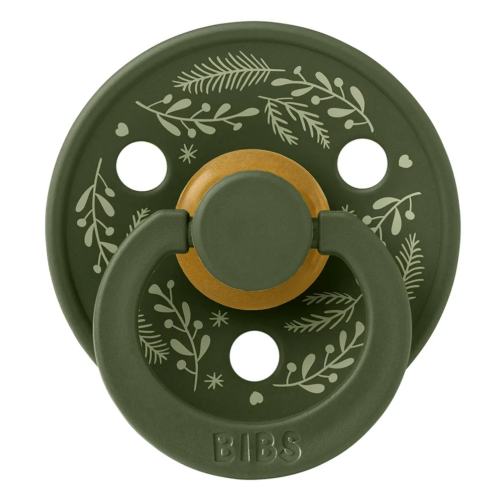 BIBS Pacifier Colour Holiday Leaf Latex Sage/Hunter Green 2 pack Size 2 Bibs