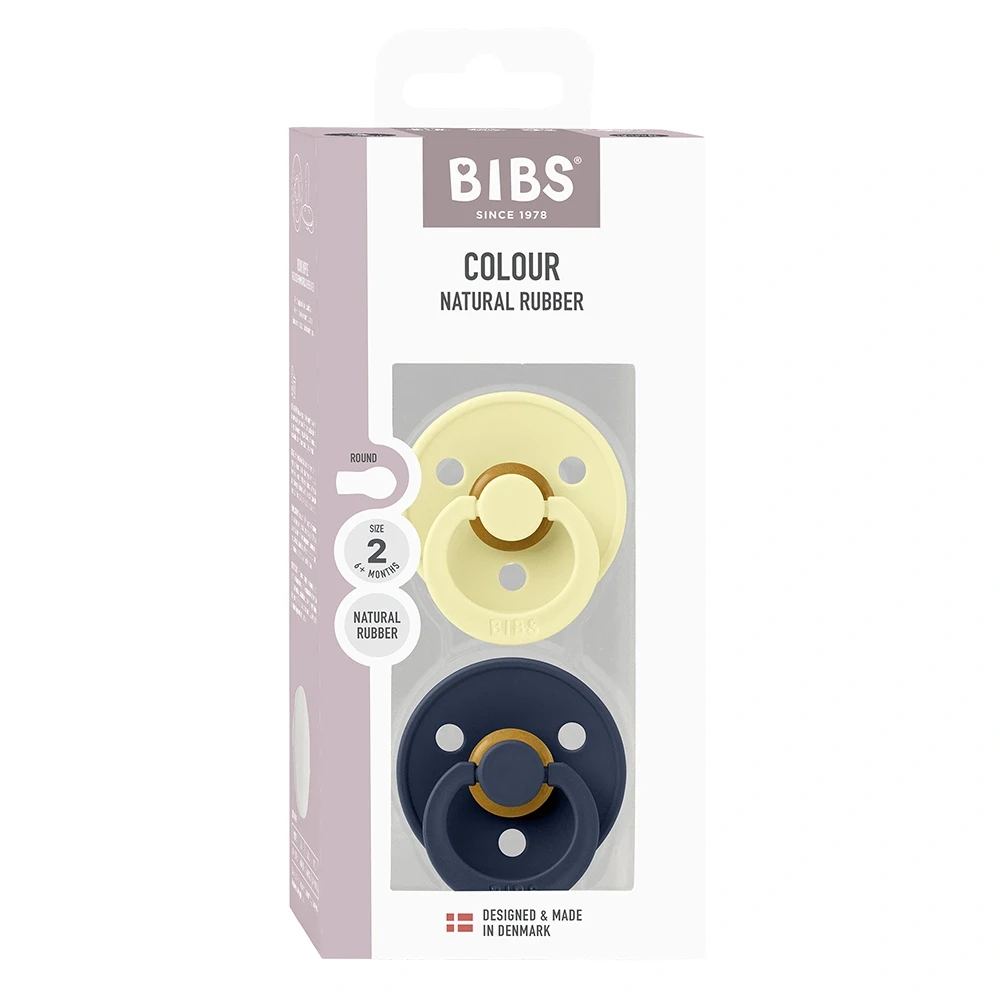 BIBS Pacifier Colour Latex Luna/Deep Space 2 pack Size 2 Bibs