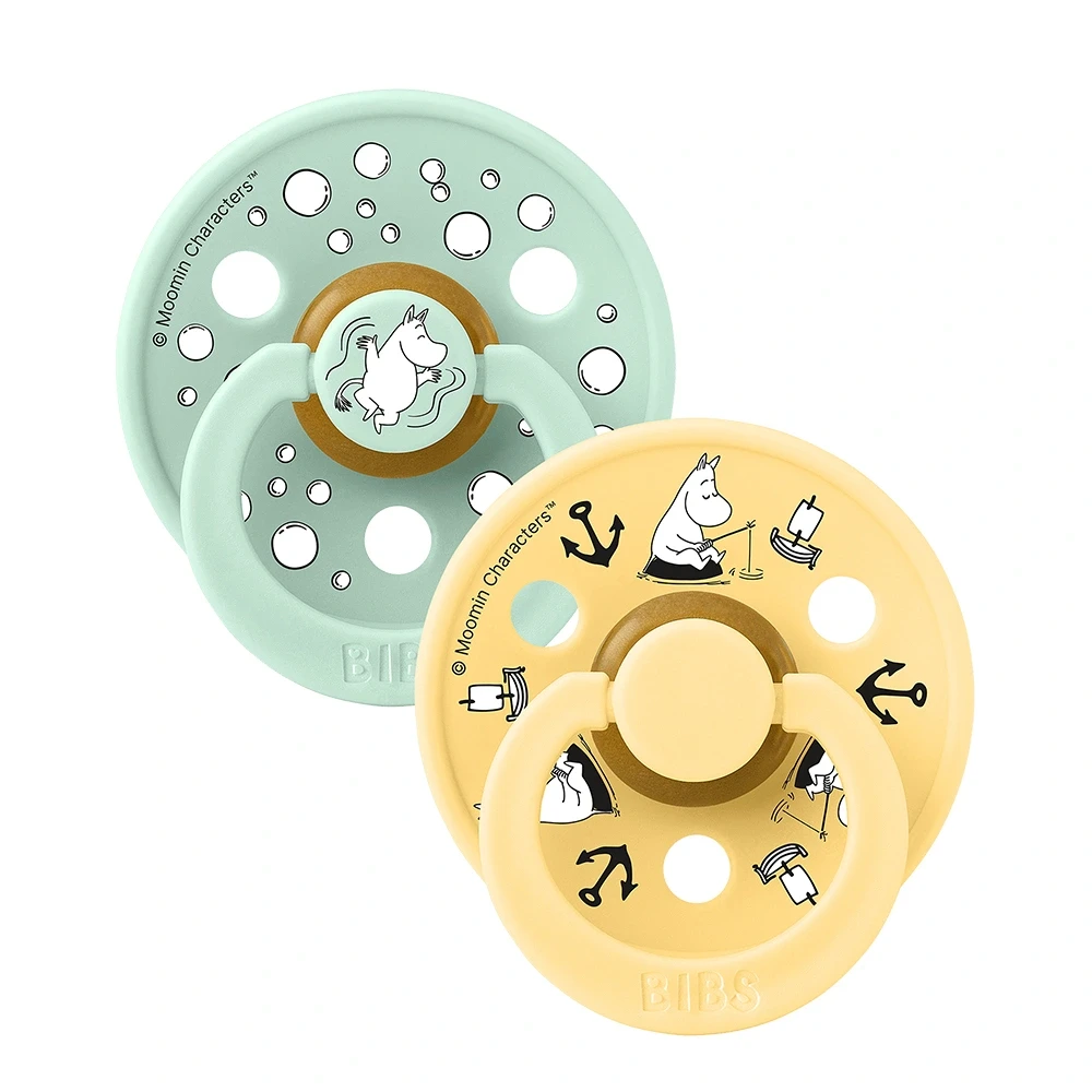 BIBS x Moomin Pacifier Colour Sailing Latex Nordic Mint Mix 2 pack Size 2 Bibs, Mumin