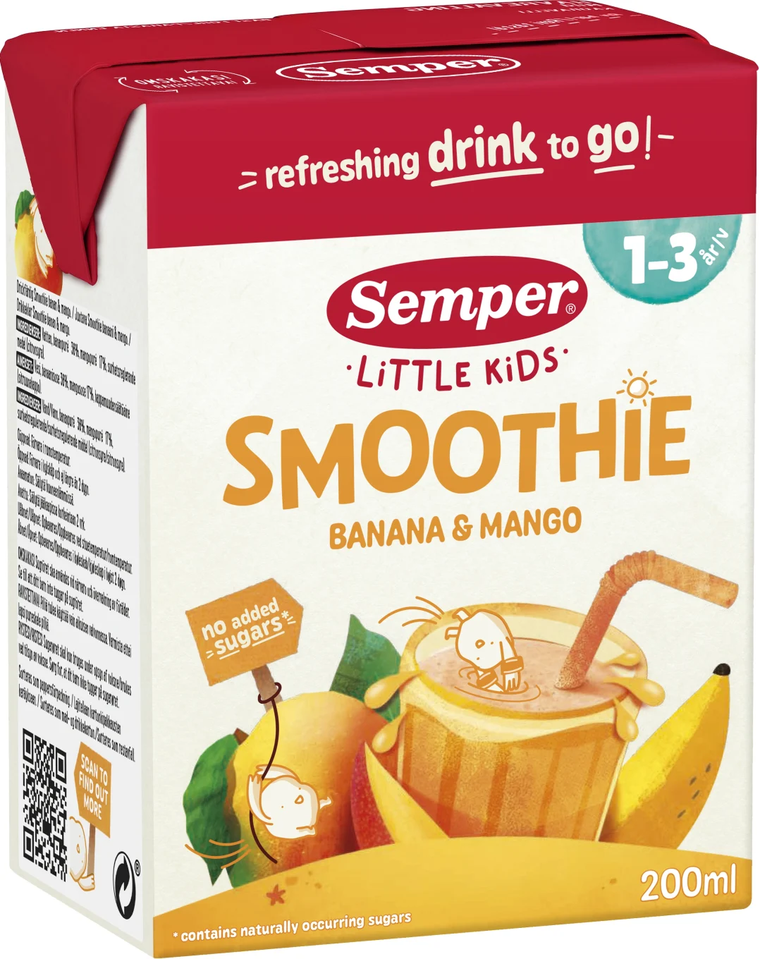 Semper Smoothie Banan Mango 1 år 200 ml Semper