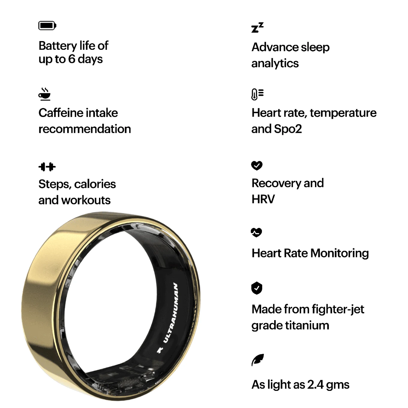 Ultrahuman Ring AIR Bionic Gold Size 07 Ultrahuman