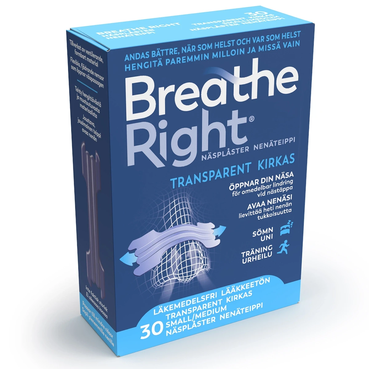 Breathe Right Näsplåster Transparent Small-Medium 30 st Breathe Right