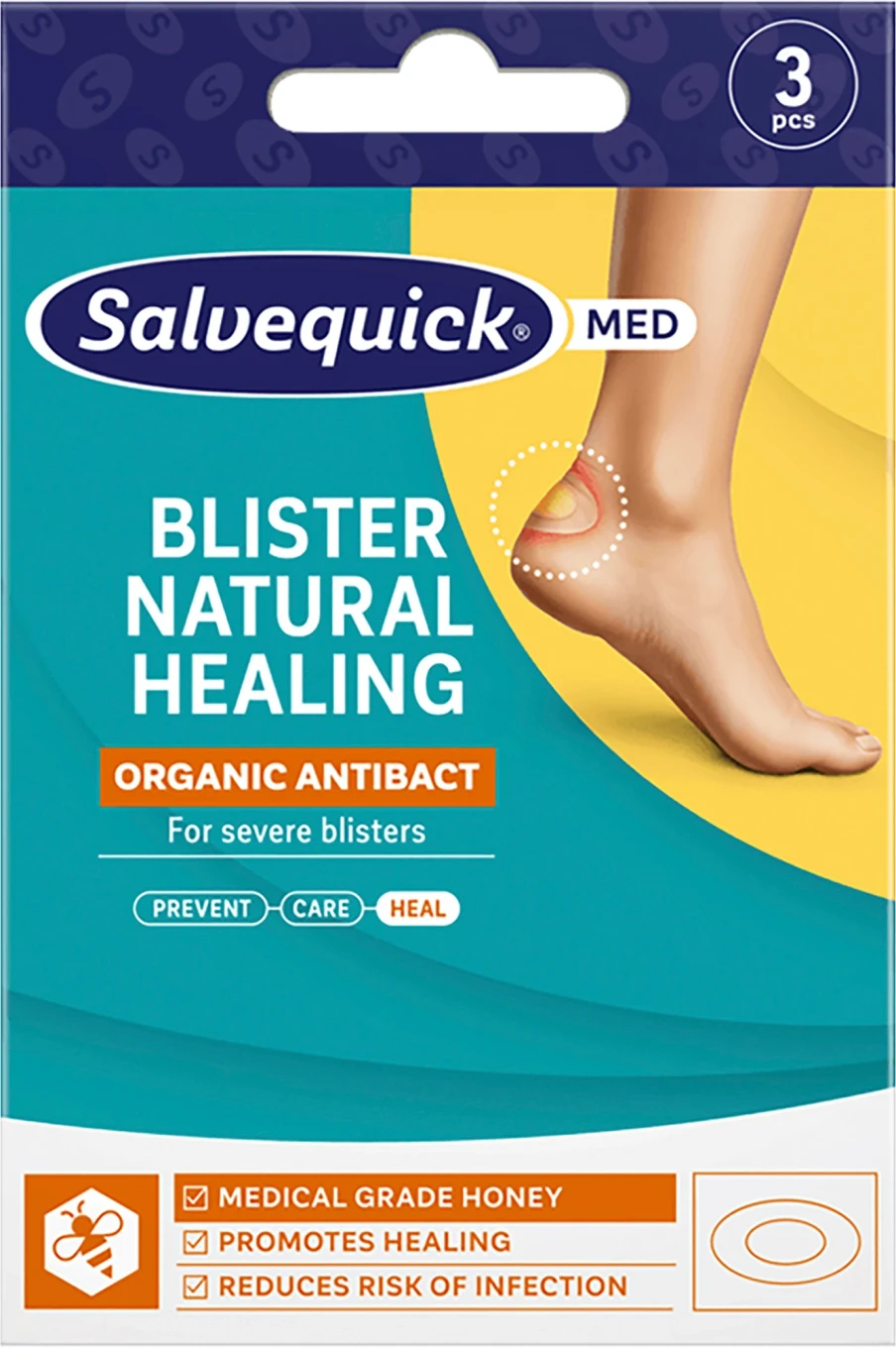 Salvequick Med Blister Natural Healing Heel 3 st Salvequick