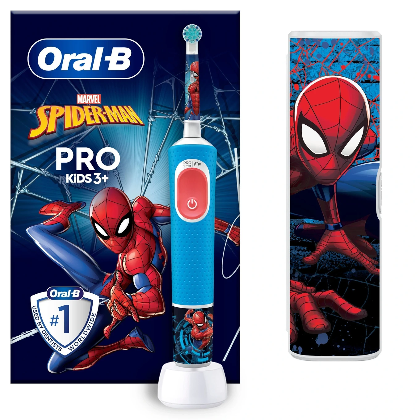 Oral-B Pro Kids Spider-Man Eltandborste  + Resefodral Oral-B