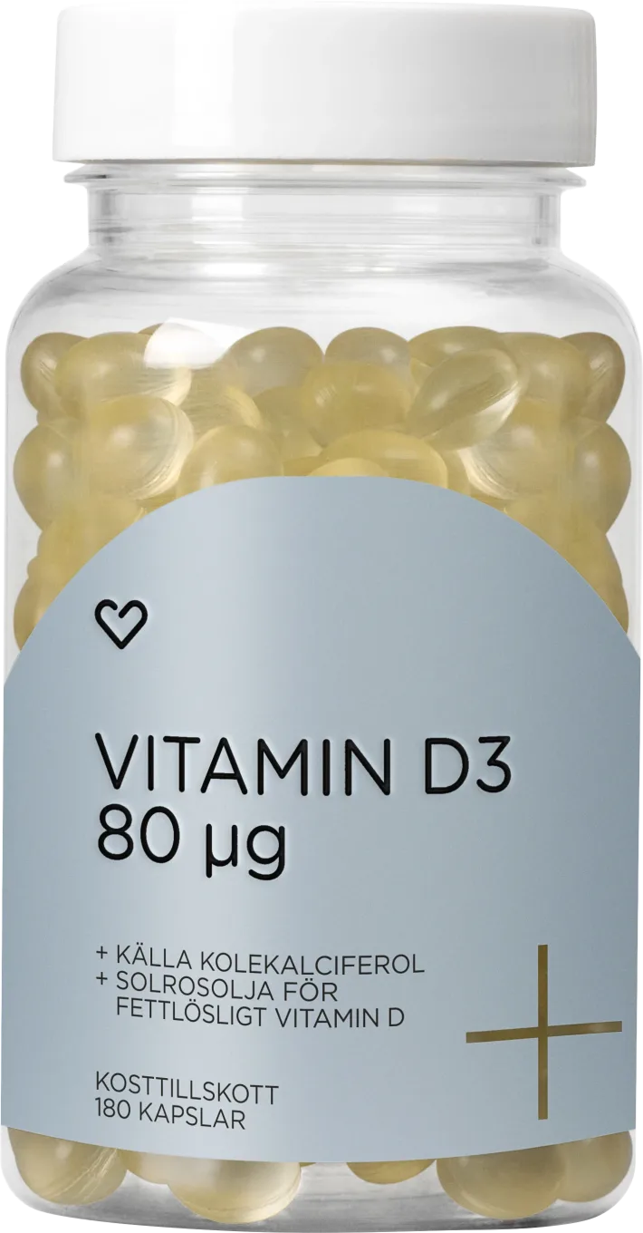 Hjärtats+ Vitamin D3 80µg Kapsel 180st Hjärtats