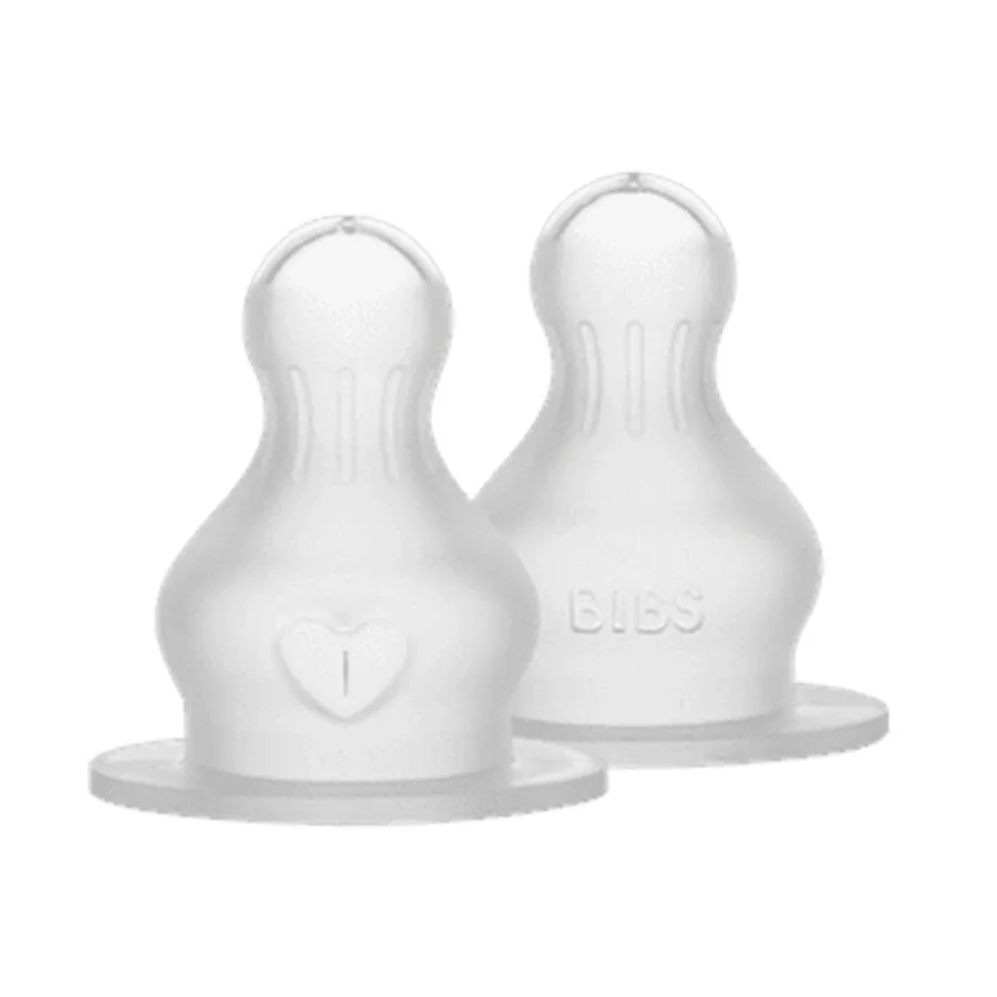BIBS Baby Bottle Nipple Round Silicone Fast Flow 2-pack Bibs