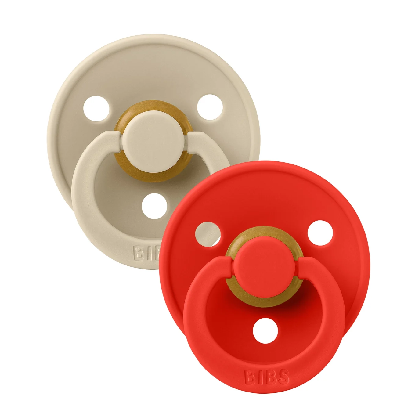 BIBS Pacifier Colour Anatomical Latex Vanilla/Candy Apple 2-pack Size 2 Bibs