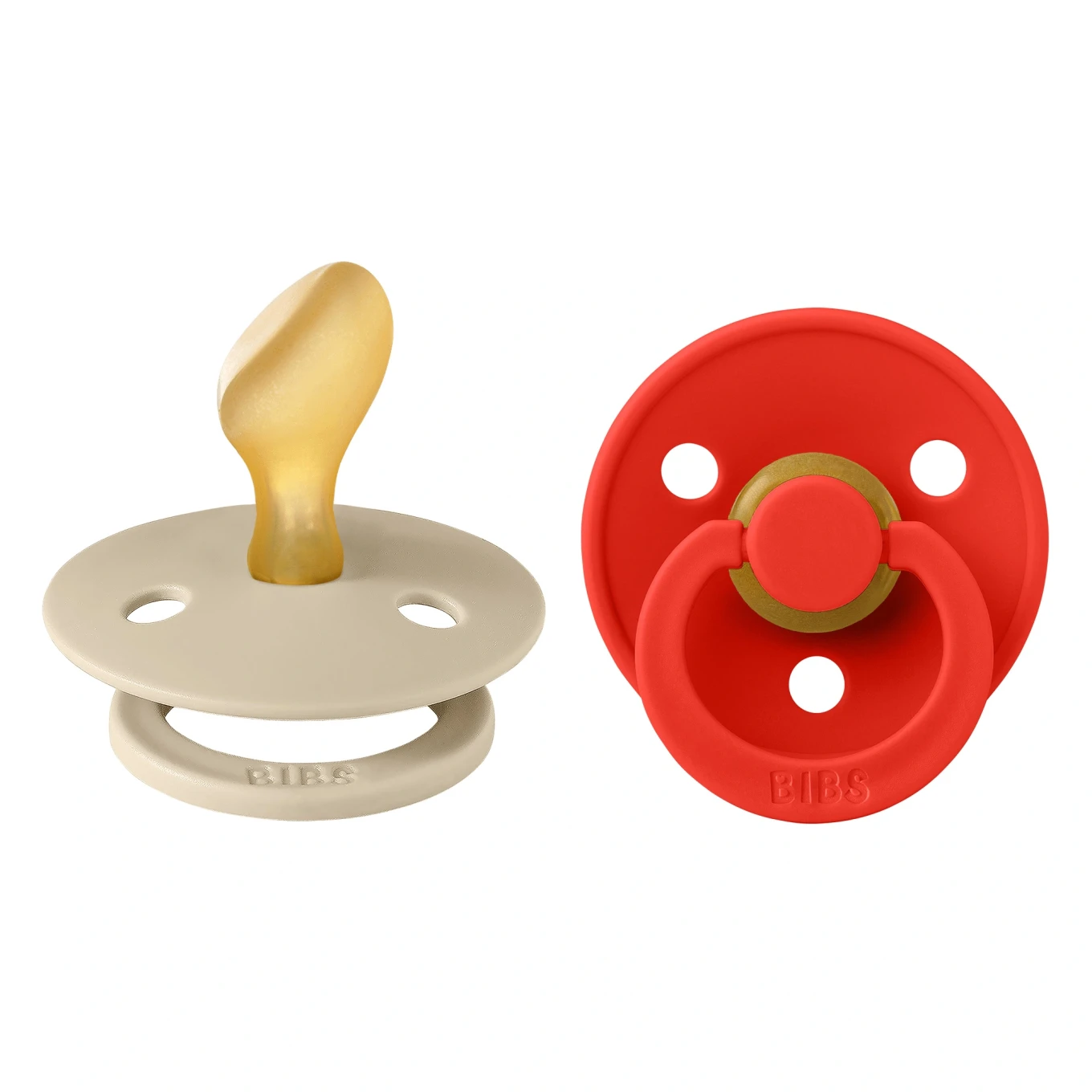 BIBS Pacifier Colour Anatomical Latex Vanilla/Candy Apple 2-pack Size 2 Bibs