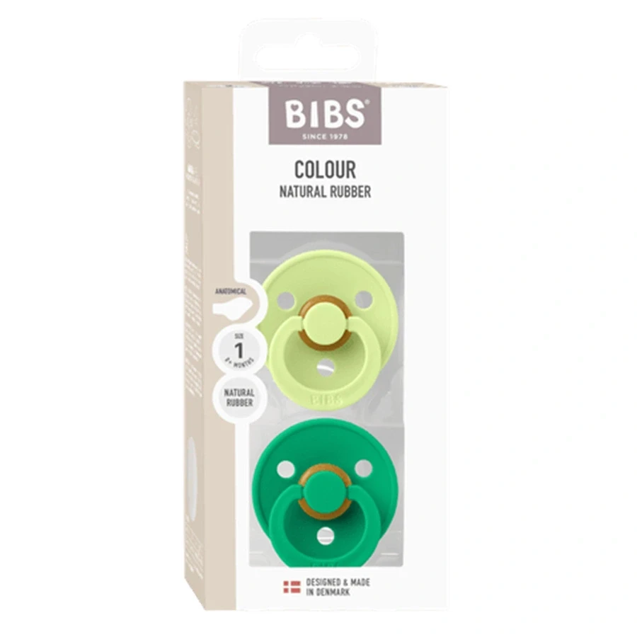 BIBS Pacifier Colour Anatomical Latex Matcha/Cactus 2-pack Size 1 Bibs