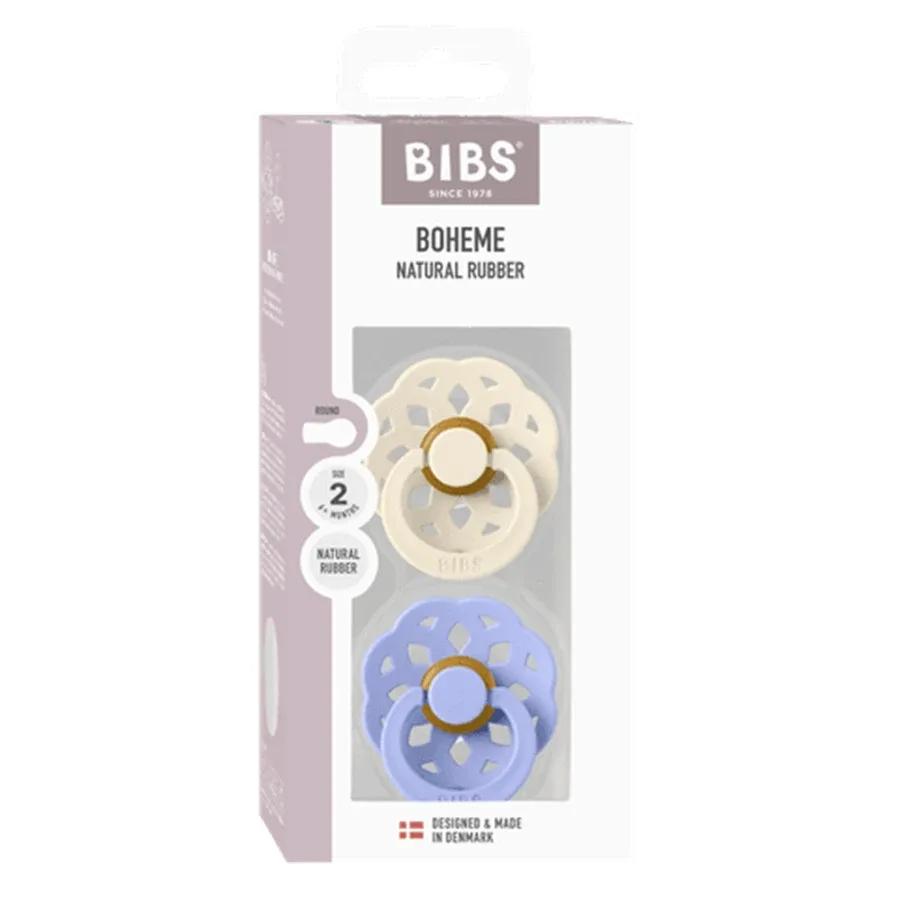 BIBS Pacifier Boheme Latex Ivory/Hush 2-pack Size 2 Bibs