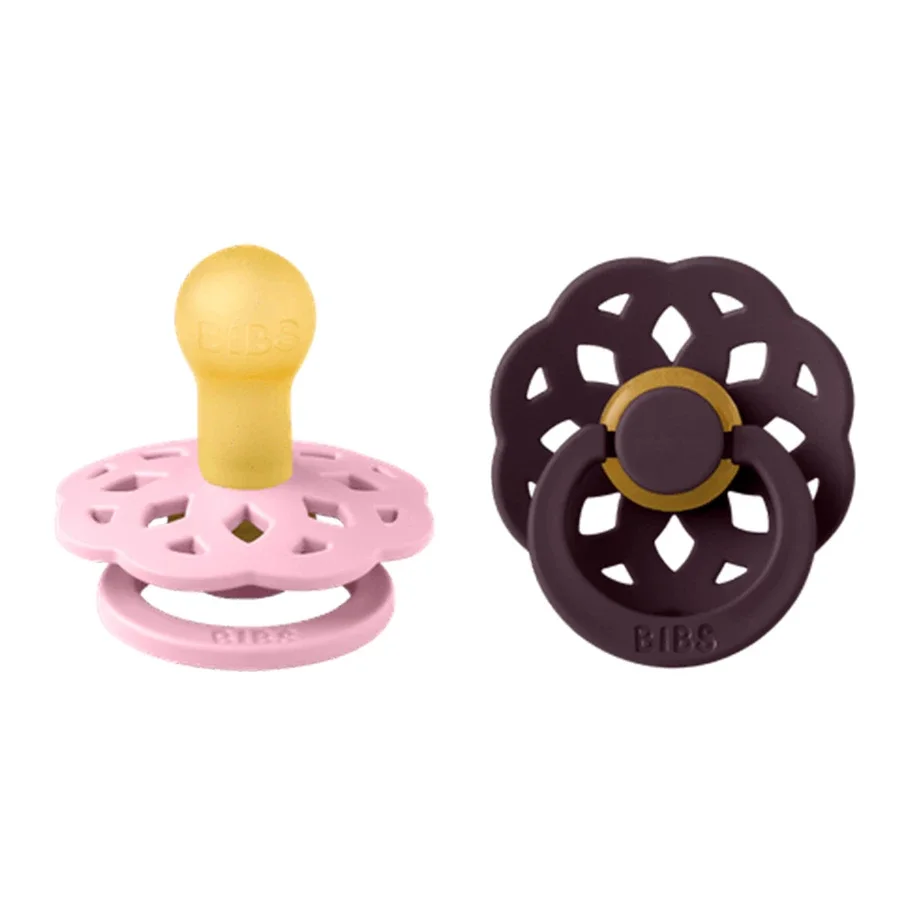 BIBS Pacifier Boheme Latex Baby Pink/Plum 2-pack Size 1 Bibs