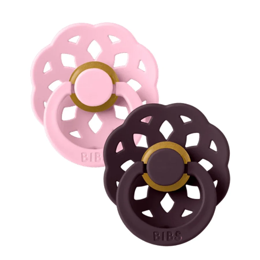 BIBS Pacifier Boheme Latex Baby Pink/Plum 2-pack Size 1 Bibs