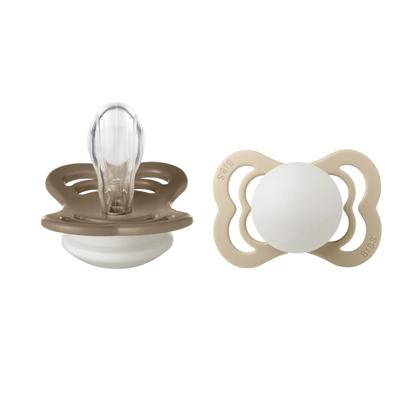 BIBS Pacifier Supreme Silicone Vanilla Glow/Dark Oak Glow 2-pack Size 1 Bibs