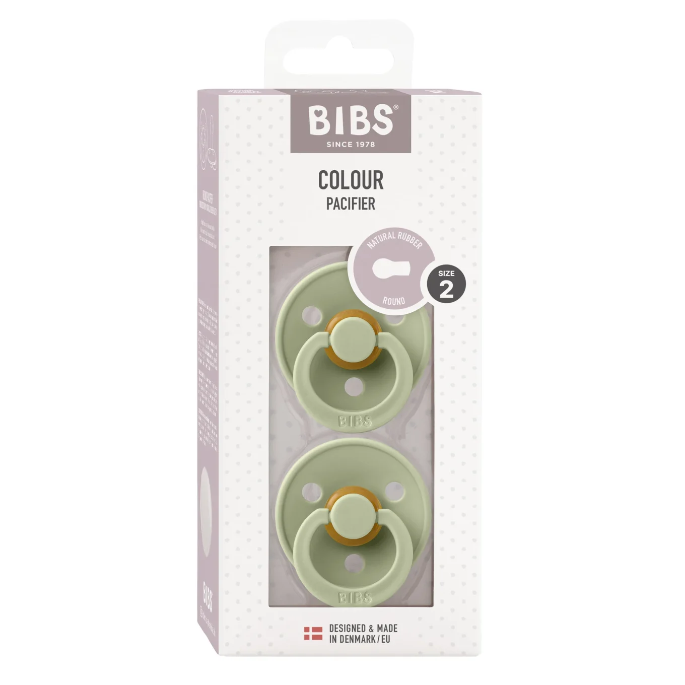 BIBS Pacifier Colour Latex Sage/Sage 2-pack Size 2 Bibs