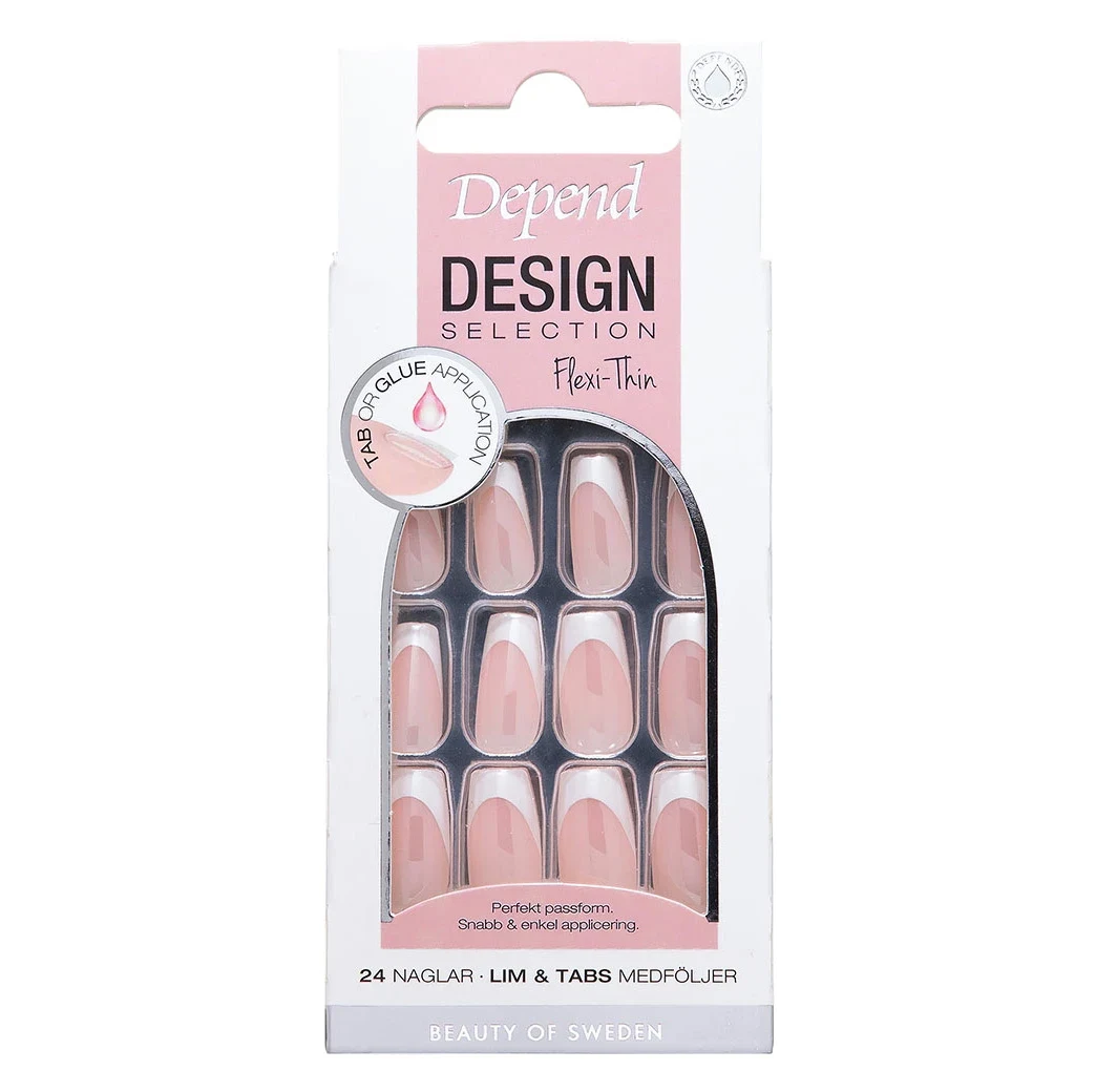 Depend Design Selection 24 st French White Chrome Short Coffin Depend