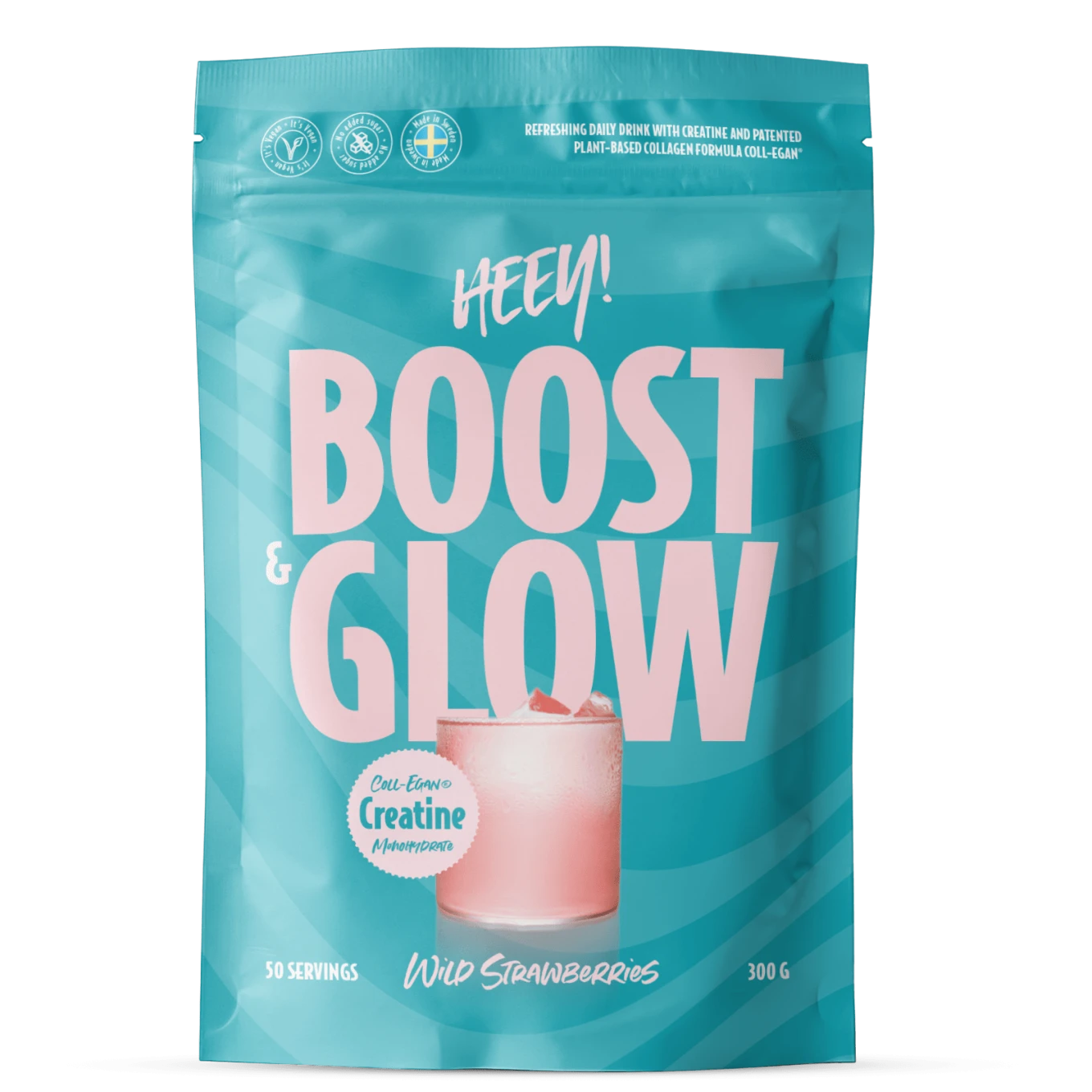 Heey! Boost & Glow Kreatin + Coll-egan® Smultron 300 g Heey!