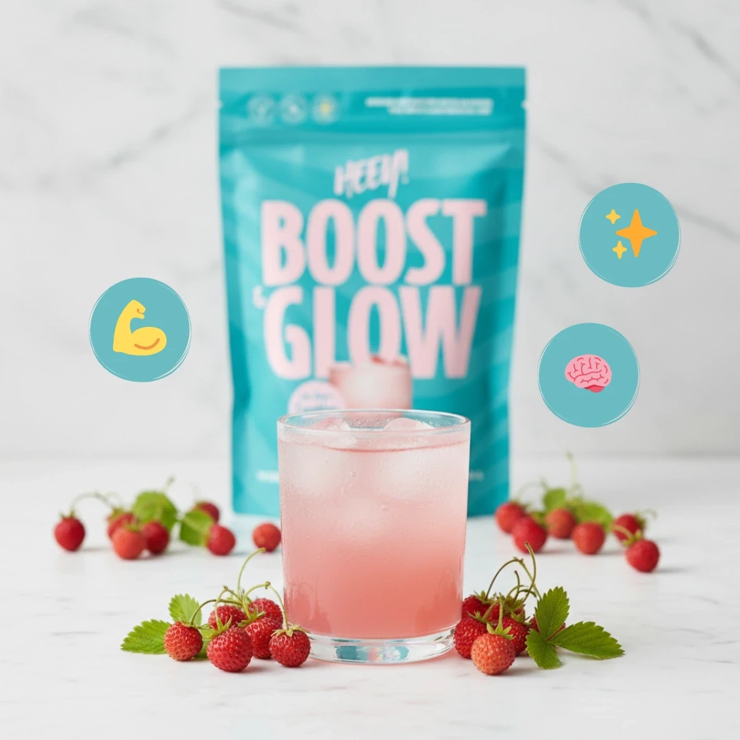 Heey! Boost & Glow Kreatin + Coll-egan® Smultron 300 g Heey!