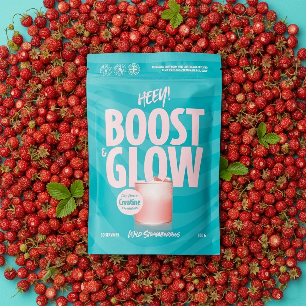 Heey! Boost & Glow Kreatin + Coll-egan® Smultron 300 g Heey!