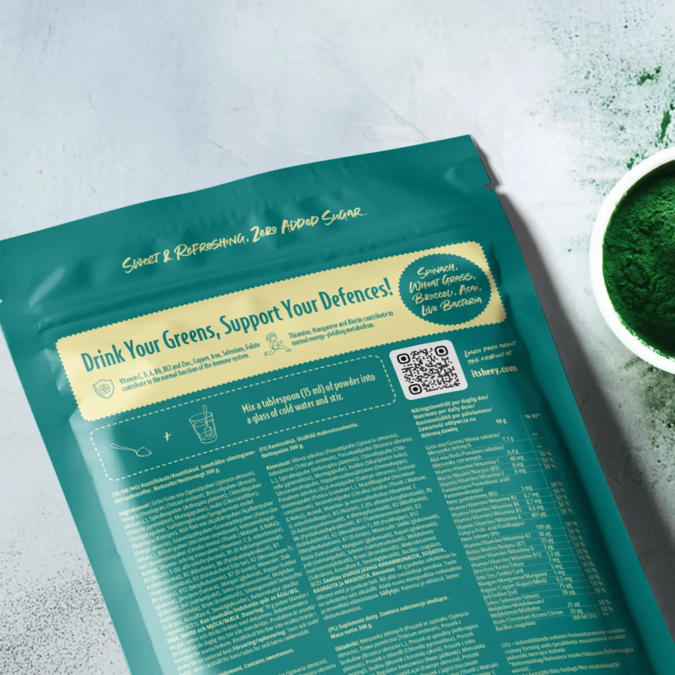 Heey! Greens & Biotics Superfood Hallon Lime 300 g Heey!