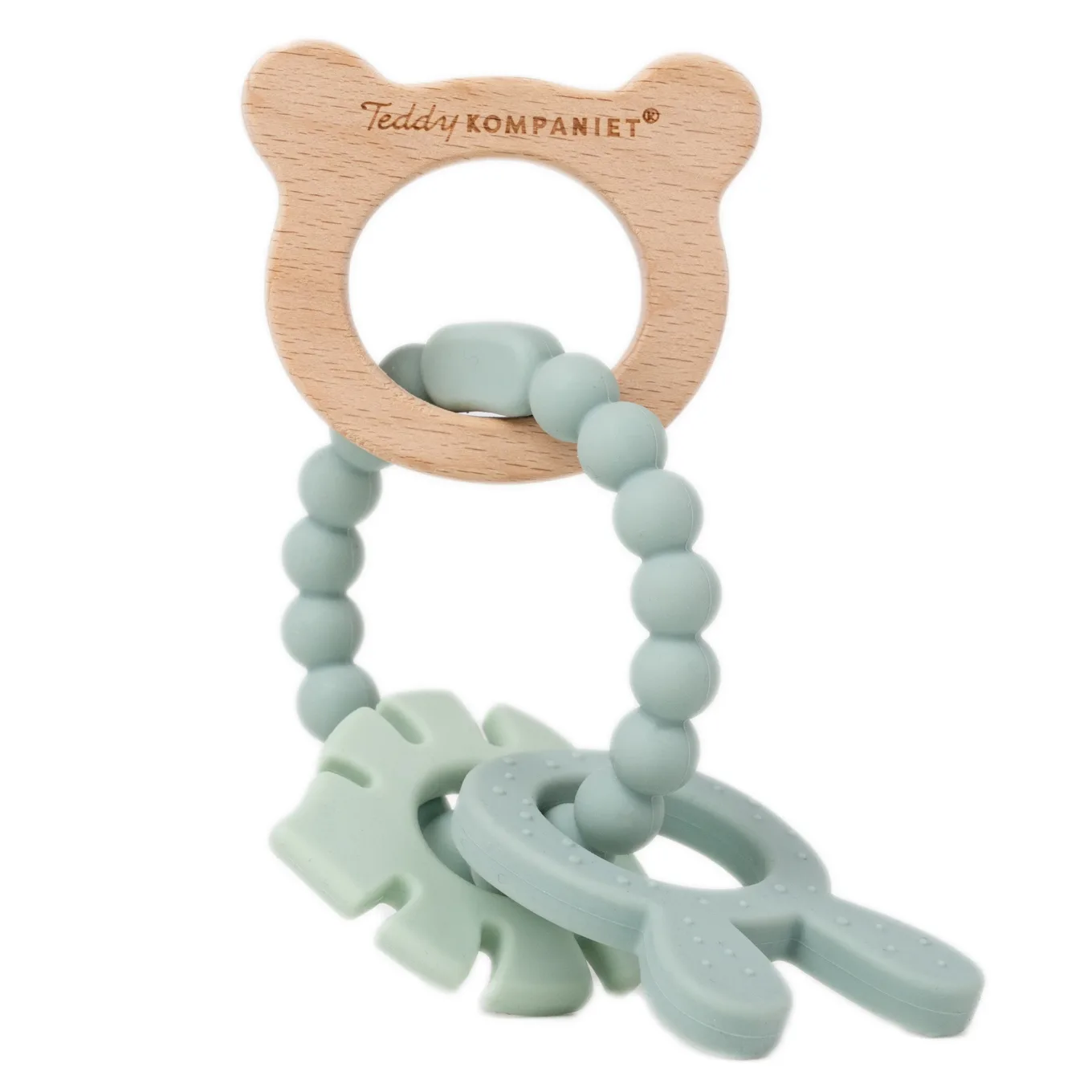 Teddykompaniet Bitring i silikon & trä Lindblomsgrön Teddykompaniet