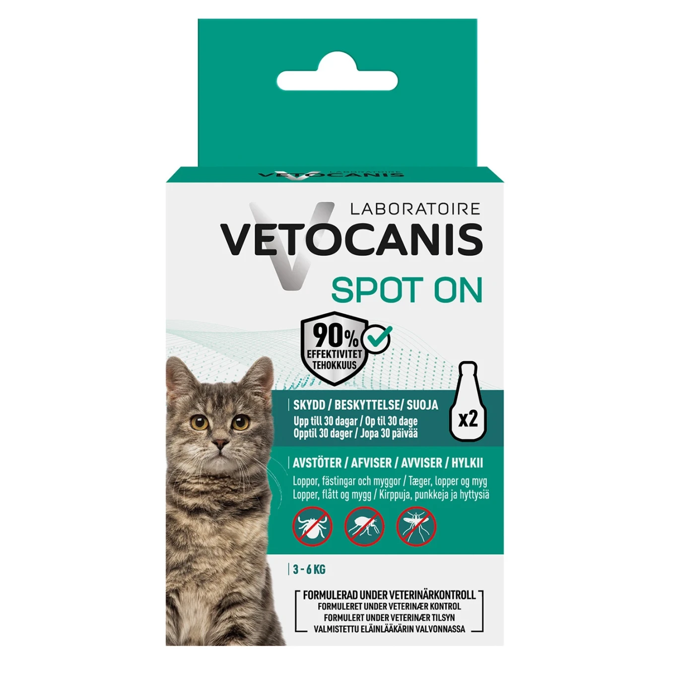 Vetocanis Anti-parasit Spot on Katt 2x1,2 ml Vetocanis