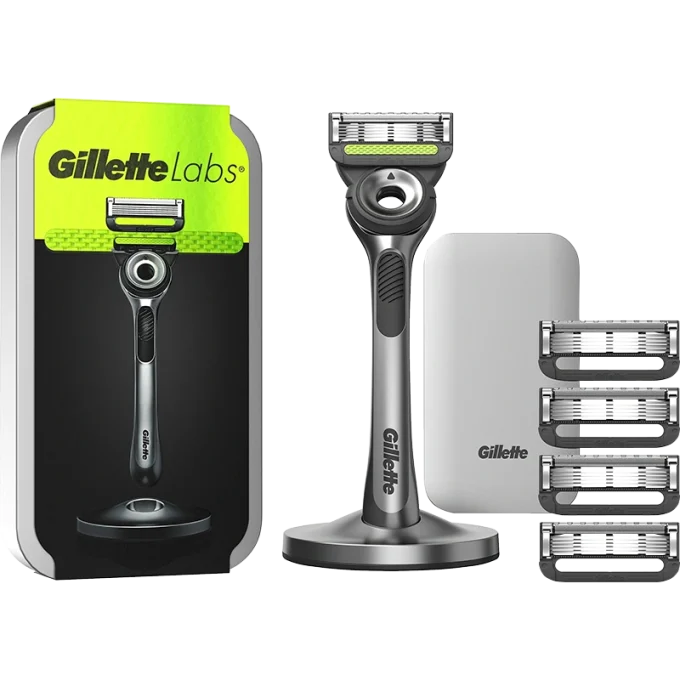 Gillette Labs Rakhyvel Exfoliating Bar&Ställ&Resefodral&5st Rakblad Gillette Labs