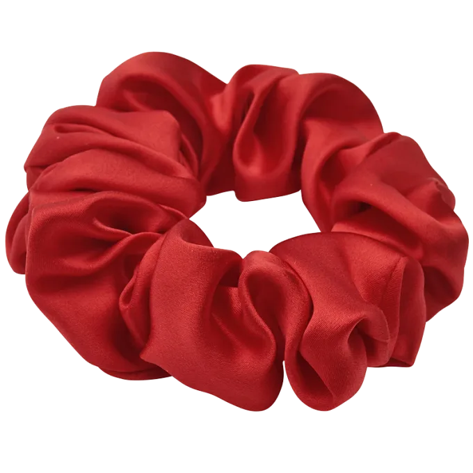 Lenoites Mulberry Silk Scrunchie Red Lenoites