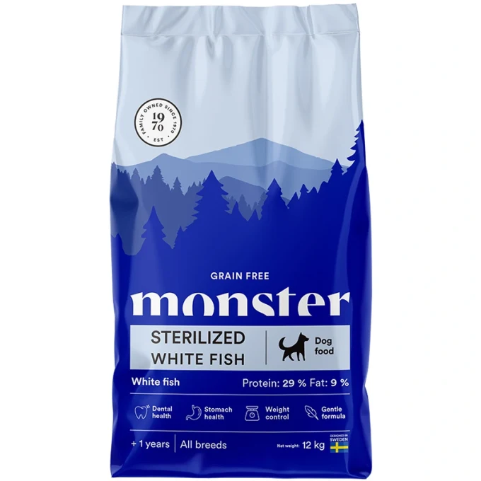 Monster Dog Grain Free Sterilized White Fish 12 kg Monster