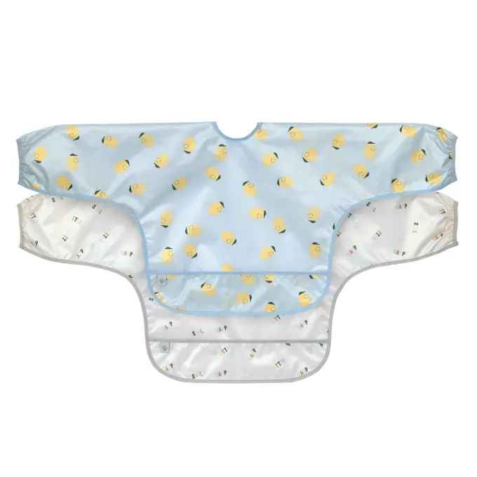 LÄSSIG Long Sleeve Bib Happy Fruits 2 st Lemon LÄSSIG