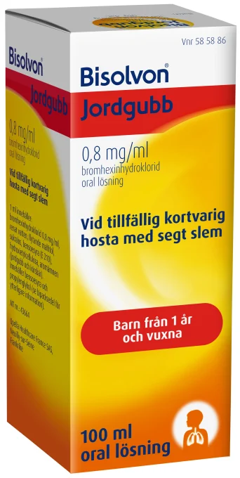 Bisolvon Jordgubb Oral lösning 0,8mg/ml Flaska 100 ml Bisolvon
