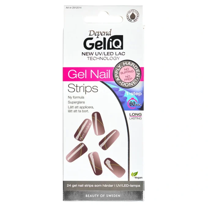 Depend Gel iQ Gel Nail Strips 24 st Plum Goldline Depend
