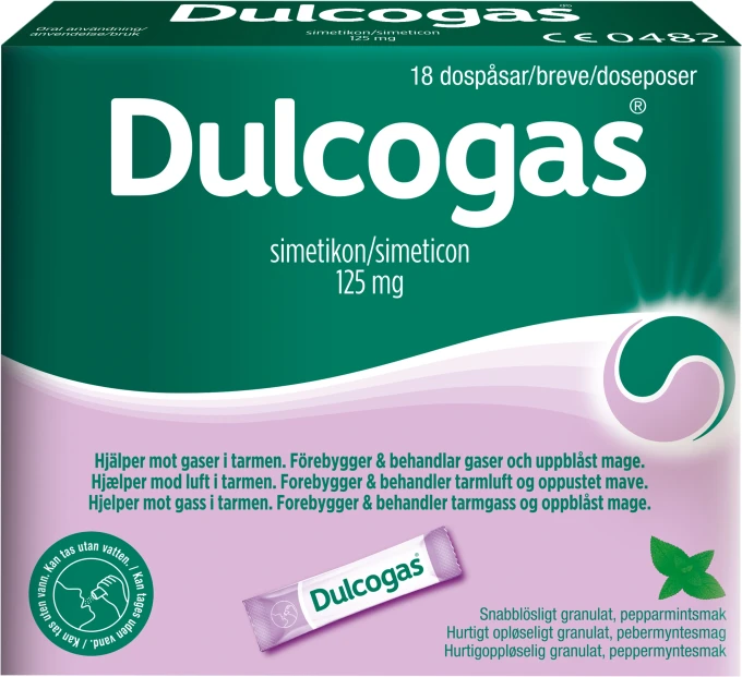 Dulcogas pepparmint dospåse 125 mg 18 st Dulcogas