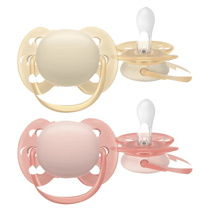 Philips Avent Ultra Soft Napp 0-6 mån 2-pack  Gul/Rosa Philips Avent