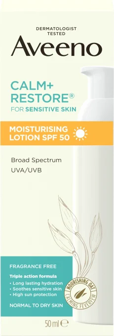 Aveeno CALM+RESTORE® Moisturising Lotion SPF50, 50 ml Aveeno