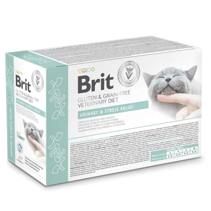 Brit Gluten & Grain-Free Veterinary Diet Urinary and Stress Relief Cat Pouch 12x85 g Brit Veterinary Diet