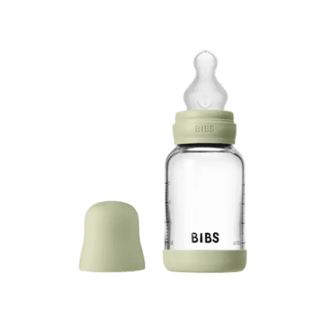 BIBS Glass Baby Bottle Round Silicone Slow Flow 120 ml Bibs