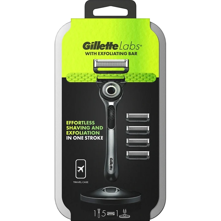 Gillette Labs Rakhyvel Exfoliating Bar&Ställ&Resefodral&5st Rakblad Gillette Labs