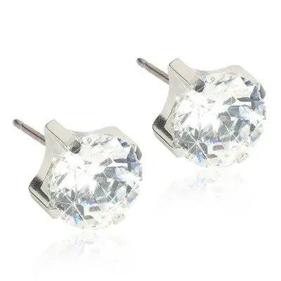 Blomdahl Örhängen Tiffany CZ White Silver 7 mm Blomdahl