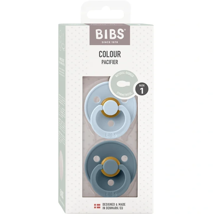 BIBS Colour Latex Symmetrical Baby Blue/Petrol 2-pack Size 1 Bibs