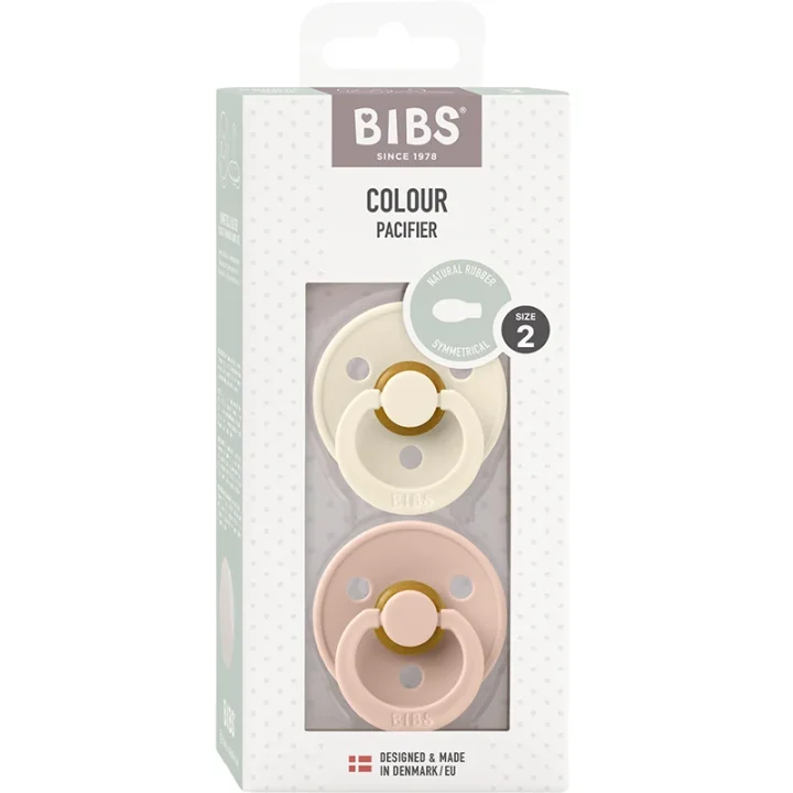 BIBS Colour Latex Symmetrical Ivory/Blush 2-pack Size 2 Bibs