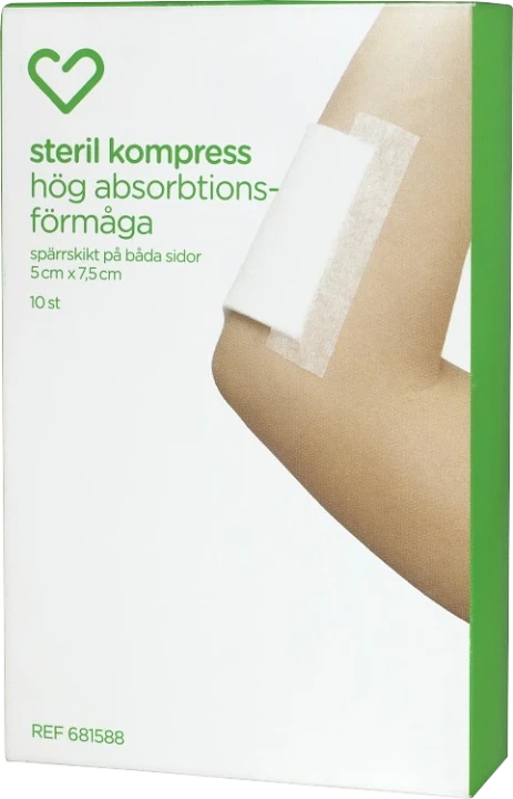 Hjärtats sterila kompress 5 x 7,5 cm 10 st Hjärtats