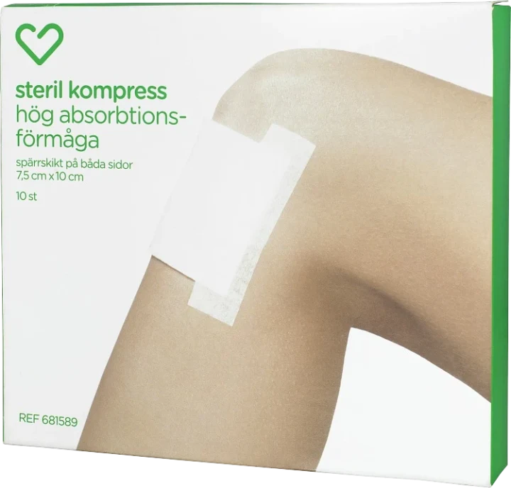 Hjärtats sterila kompress 7,5 x 10 cm 10 st Hjärtats