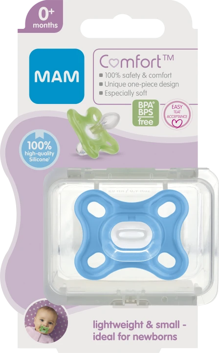 MAM Comfort Newborn napp 1-pack Blue Mam