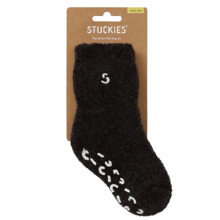 STUCKIES Teddy Strumpor i Ullmix (Anti-slip) Ash 1-pack Small 0-2 år STUCKIES