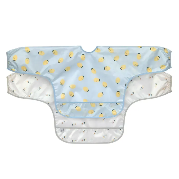 LÄSSIG Long Sleeve Bib Happy Fruits 2 st Lemon LÄSSIG