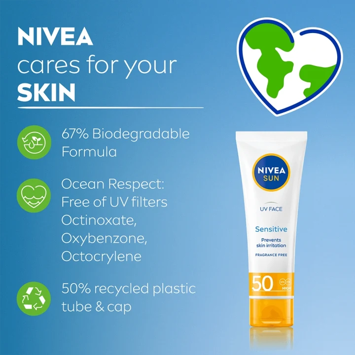 Nivea Sun UV Face Soothing Sensitive Cream SPF50 50 ml Nivea