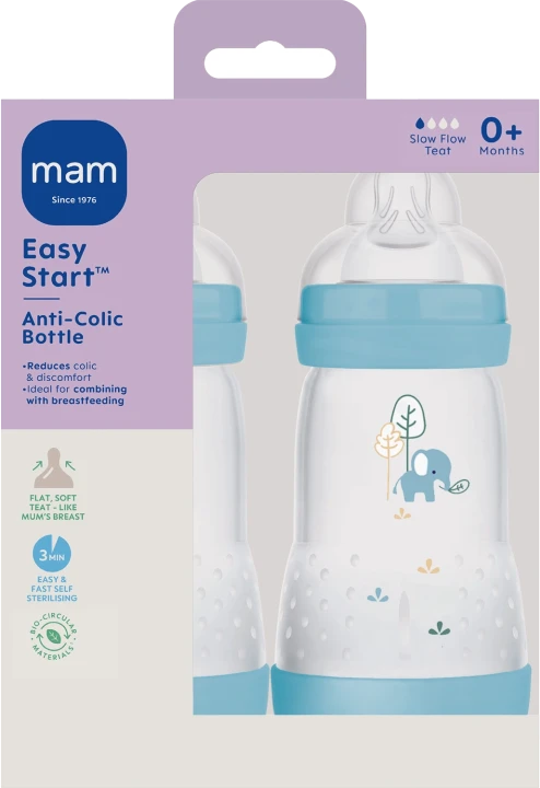 MAM Easy Start Anti-Colic Nappflaska Blå 2-pack 260ml Mam
